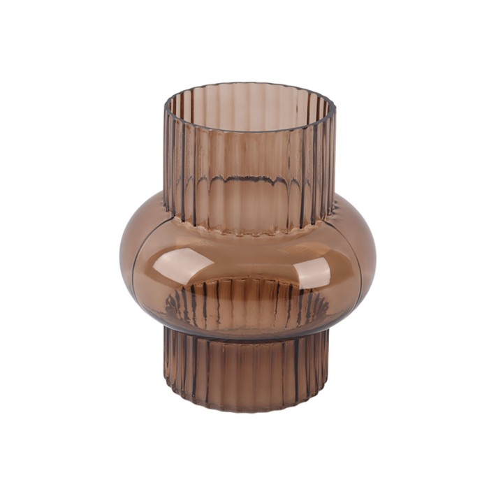ESTIA ΔΙΑΚΟΣΜΗΤΙΚΟ ΓΥΑΛΙΝΟ ΒΑΖΟ GLOWER 20.5cm ΚΑΦΕ