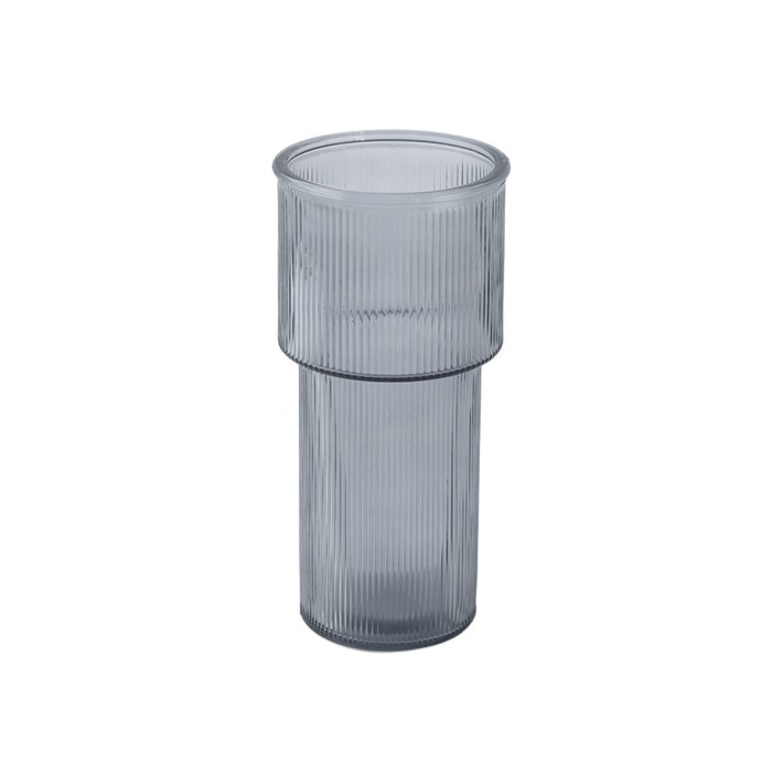 ESTIA ΔΙΑΚΟΣΜΗΤΙΚΟ ΓΥΑΛΙΝΟ ΒΑΖΟ RIPPLE 24cm ΓΚΡΙ