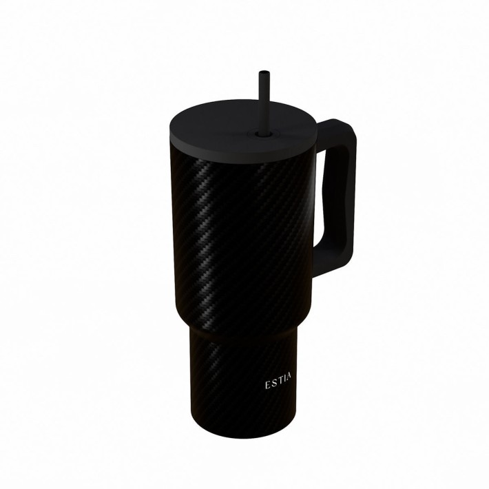 ESTIA ΘΕΡΜΟΣ STRAW TUMBLER XL SAVE THE AEGEAN 900ml CARBON FIBRE