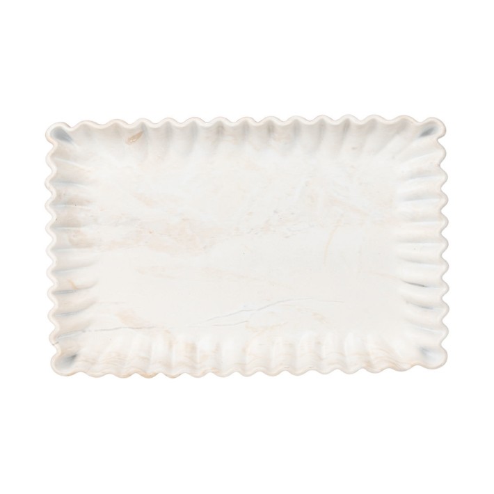 ESTIA ΔΙΣΚΟΣ ΟΡΘΩΓΩΝΙΟΣ NYRA ΜΕ ΕΦΕ ΜΑΡΜΑΡΟΥ 28x18x3cm IVORY