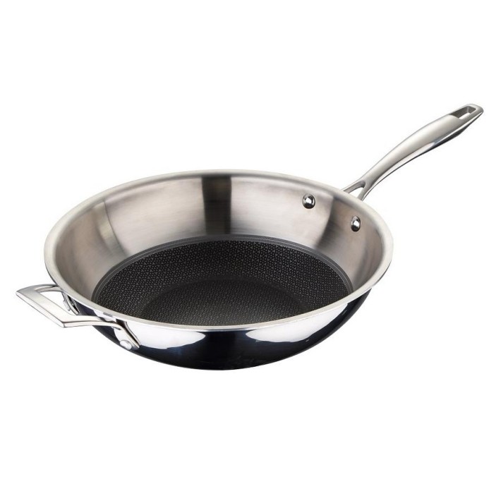 MasterPro Hi-Tech3 Wok από Ανοξείδωτο Ατσάλι με Αντικολλητική Επίστρωση Φ28x8cm