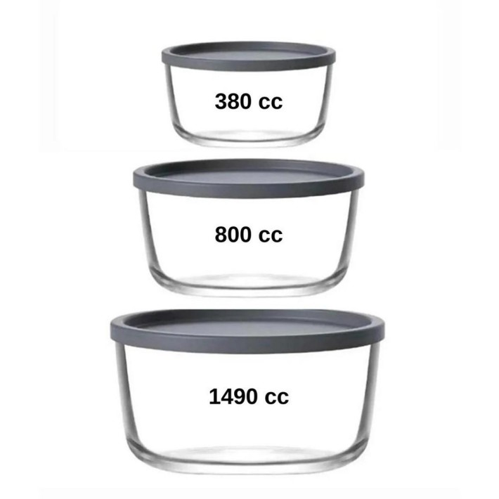 ΣΕΤ 3 τεμ. ΦΑΓΗΤΟΔΟΧΕΙΑ ROUND Φ110/ 144/ 173mm - 380/800/1490cc - LAV