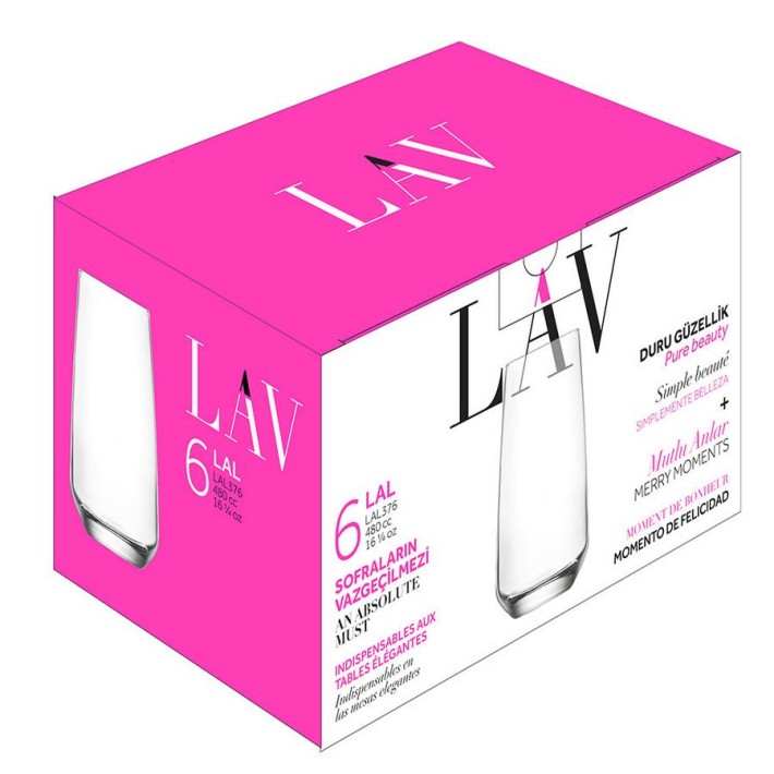 LAV ΣΕΤ 6τεμ. ΠΟΤΗΡΙ ΣΩΛΗΝΑ 480ml LAL