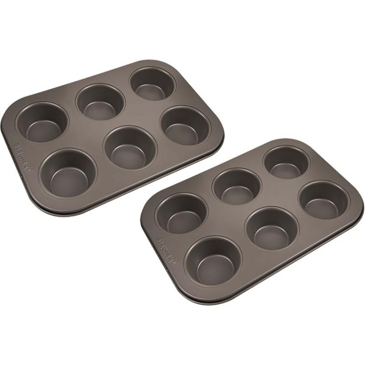 ΣΕΤ 2τεμ. ΑΝΤ/ΚΕΣ ΦΟΡΜΕΣ MUFFIN 6 θέσεων 26.5x18.5cm LOVERS BG-37197-CO - BERGNER