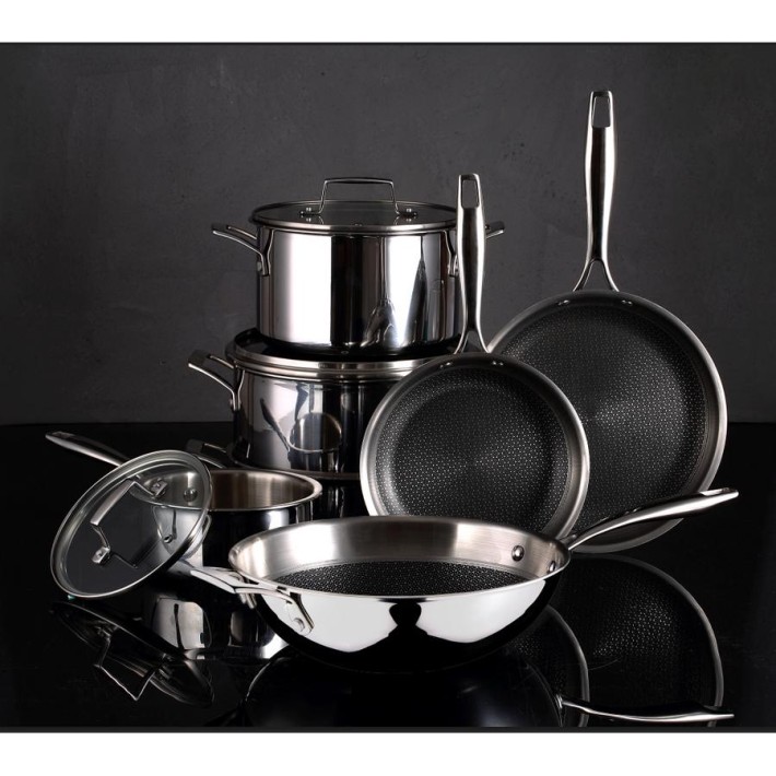 MasterPro Hi-Tech3 Wok από Ανοξείδωτο Ατσάλι με Αντικολλητική Επίστρωση Φ28x8cm