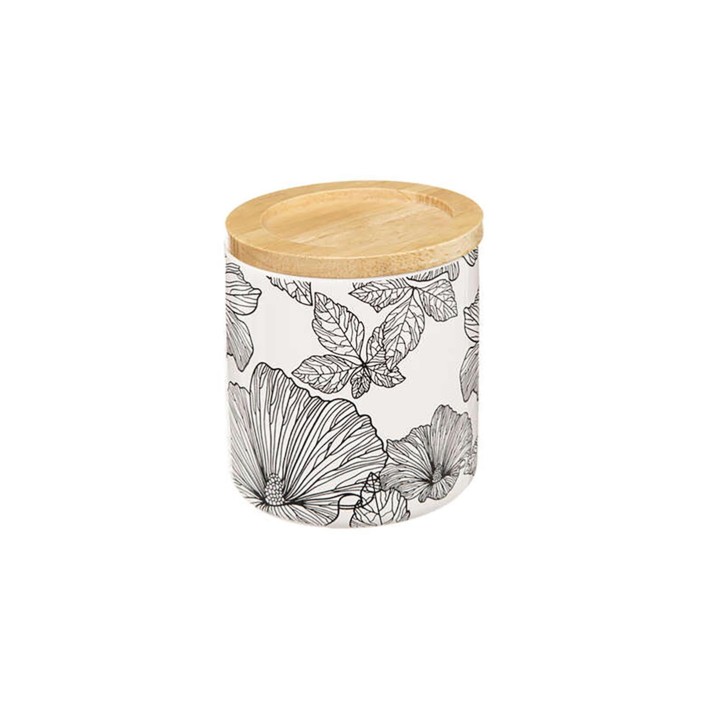 Δοχείο κεραμ.με ξύλινο καπάκι blackflora