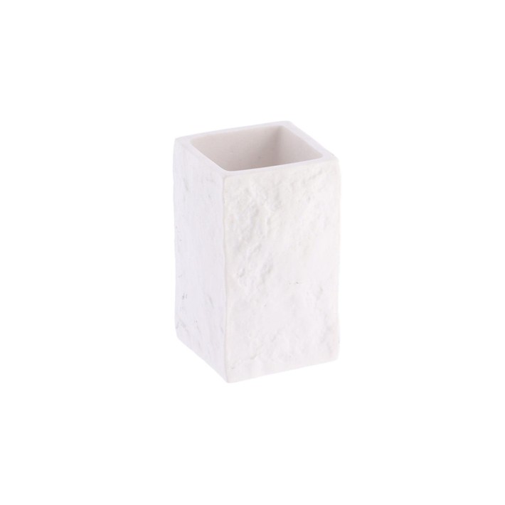 Ποτήρι μπάνιου polyresin τετρ.stone λευκό