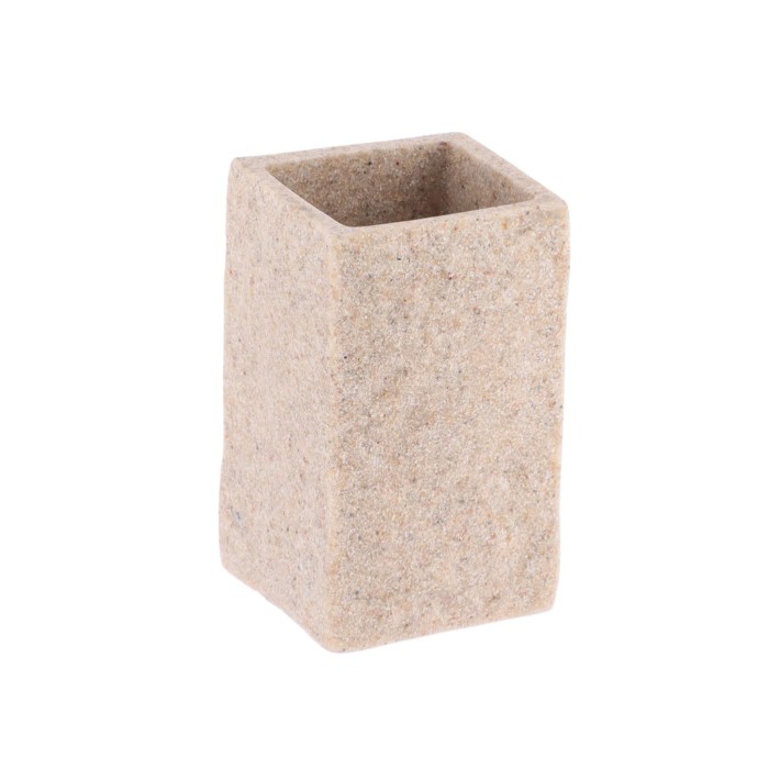 Ποτήρι μπάνιου polyresin τετρ.stone μπεζ