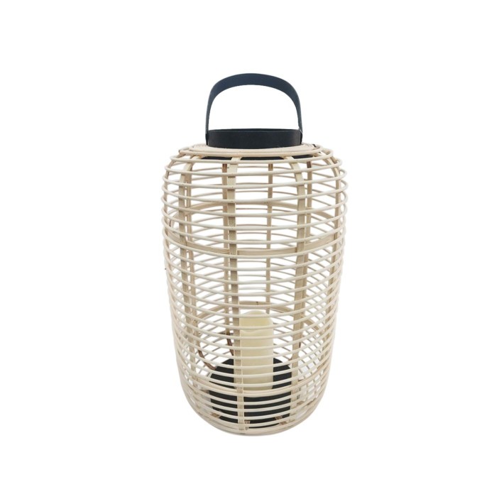 Φανάρι rattan φυσικό με κερί μπατ.LED 29Χ48