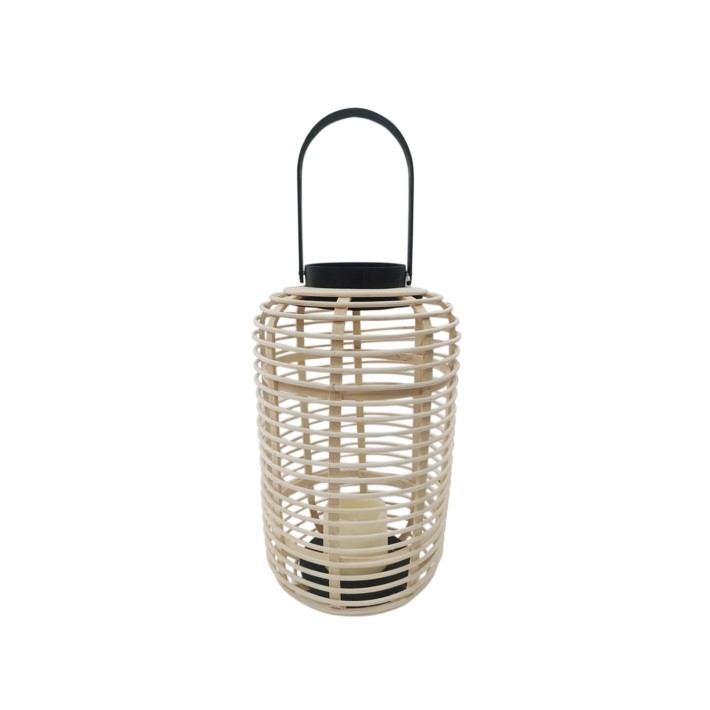 Φανάρι rattan φυσικό με κερί μπατ.LED 24,5Χ41,5