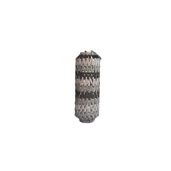 Φανάρι τεχνητό rattan με γυαλί μαύρο-γκρι Φ25Η70CM