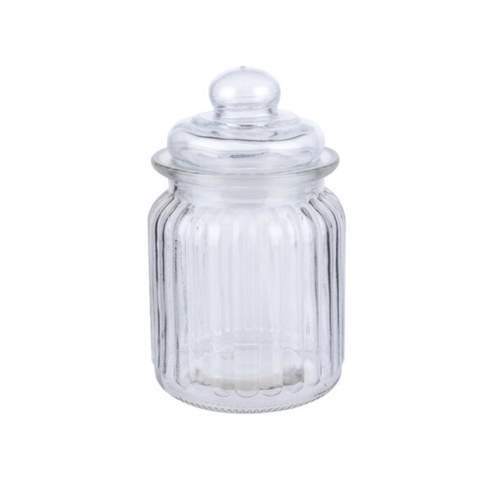 Βάζο γυάλ. με καπάκι Φ8 Η13cm 0,3lt