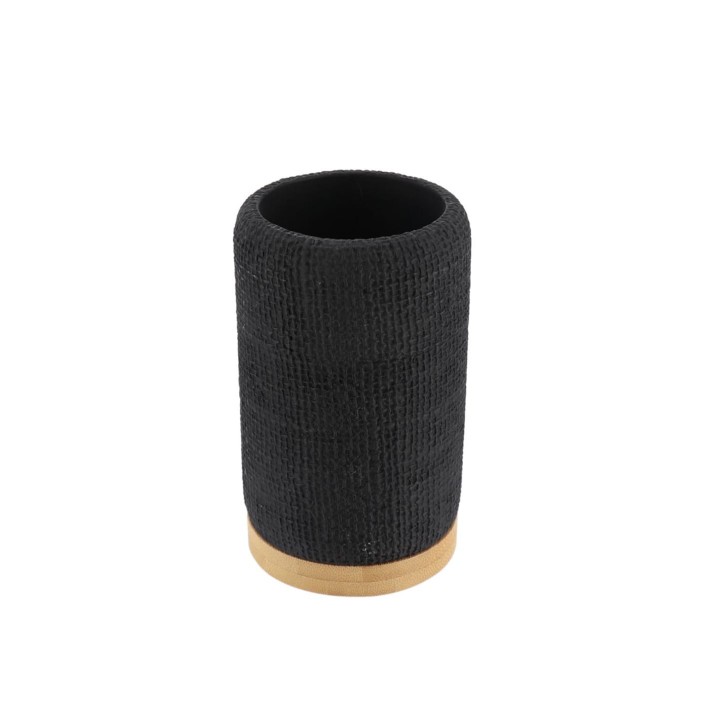 Ποτήρι polyresin μαύρο με bamboo