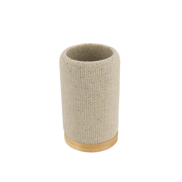 Ποτήρι polyresin εκρού με bamboo