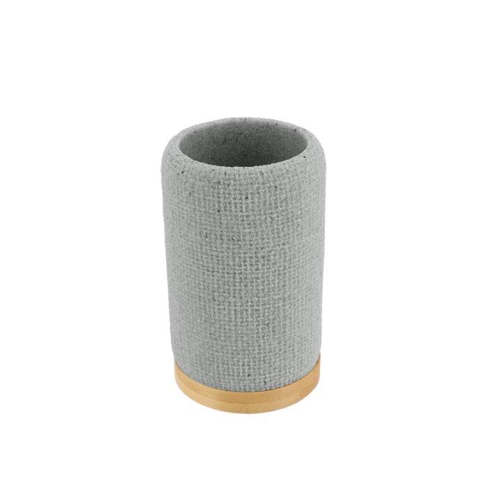 Ποτήρι polyresin γκρι με bamboo