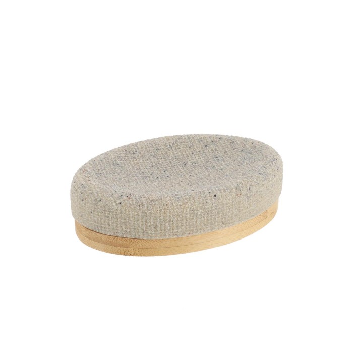 Σαπουνοθήκη polyresin εκρού με bamboo