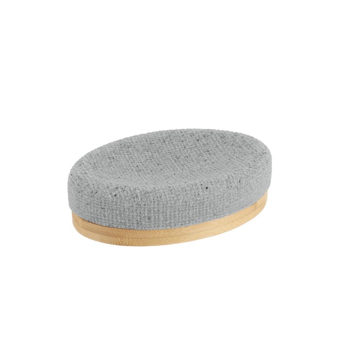 Σαπουνοθήκη polyresin γκρι με bamboo