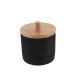 Δοχείο polyresin μαύρο  σαγρέ με καπάκι bamboo