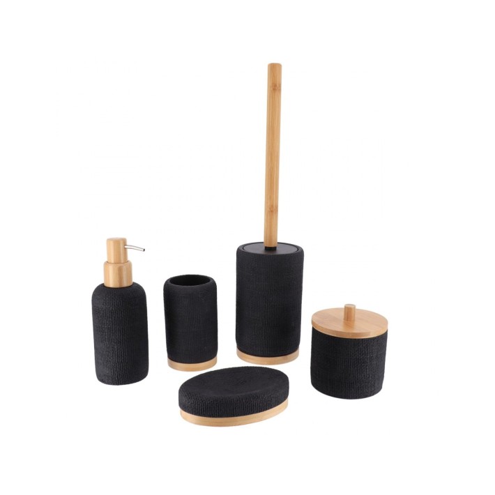 Ποτήρι polyresin μαύρο με bamboo