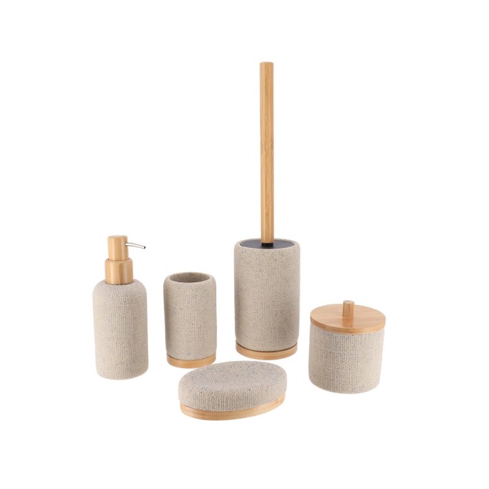 Ποτήρι polyresin εκρού με bamboo
