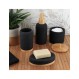 Δοχείο polyresin μαύρο  σαγρέ με καπάκι bamboo