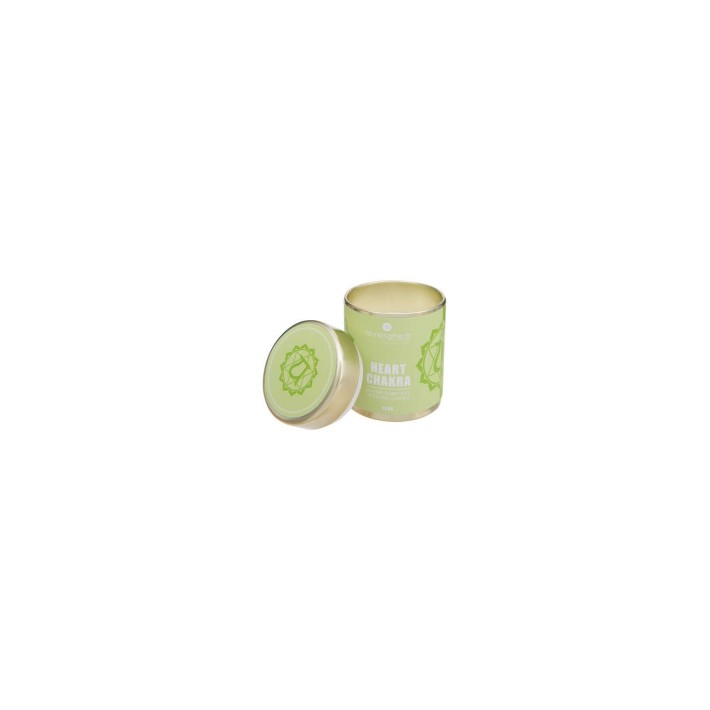 Ποτήρι με καπάκι μεταλ.με αρωμ.κερί green chakra 200gr /7,5x10,6 cm