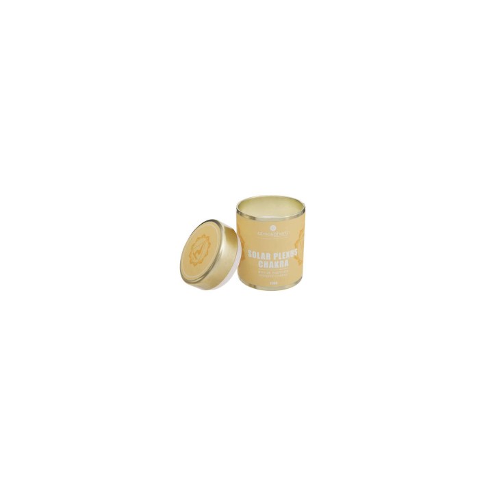 Ποτήρι με καπάκι μεταλ.με αρωμ.κερί yellow chakra 200gr /7,5x10,6 cm