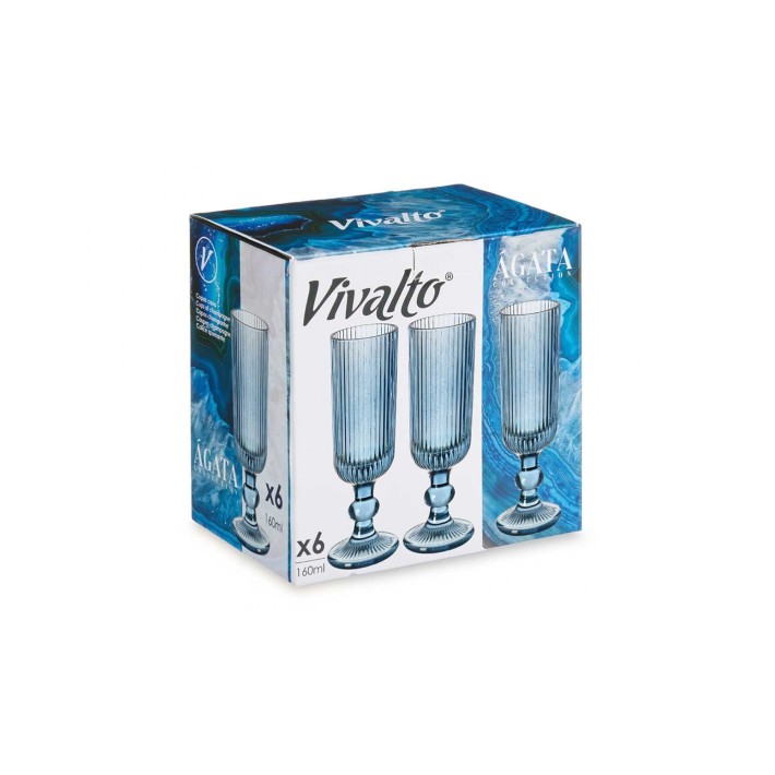 Ποτήρι σαμπάνιας ριγωτό μπλε 160ml/6x18,4cm