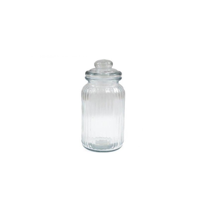 Βάζο γυαλ.με καπάκι ριγέ 11Χ22 /1300ml