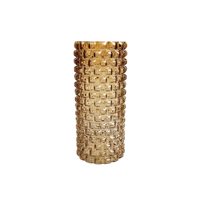 Βάζο γυαλ. μελί ανάγλυφο Φ13Η29,5cm