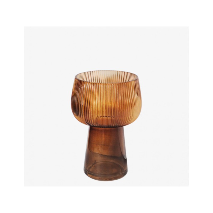 Βάζο γυαλ. μελί με πόδι Φ14,5Η21,5cm