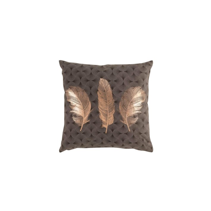 Μαξιλάρι metallic printed φτερά καφέ 45x45cm