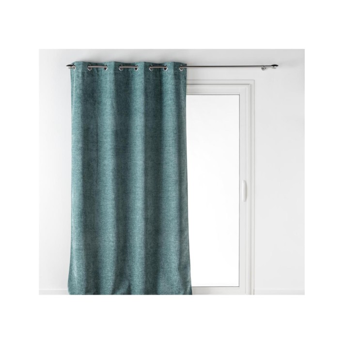 Κουρτίνα πράσινη βελουτέ με κρίκους 140x240cm