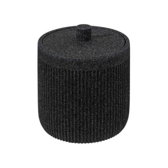 Δοχείο polyresin μαύρο με καπάκι Φ9,9 Η12cm