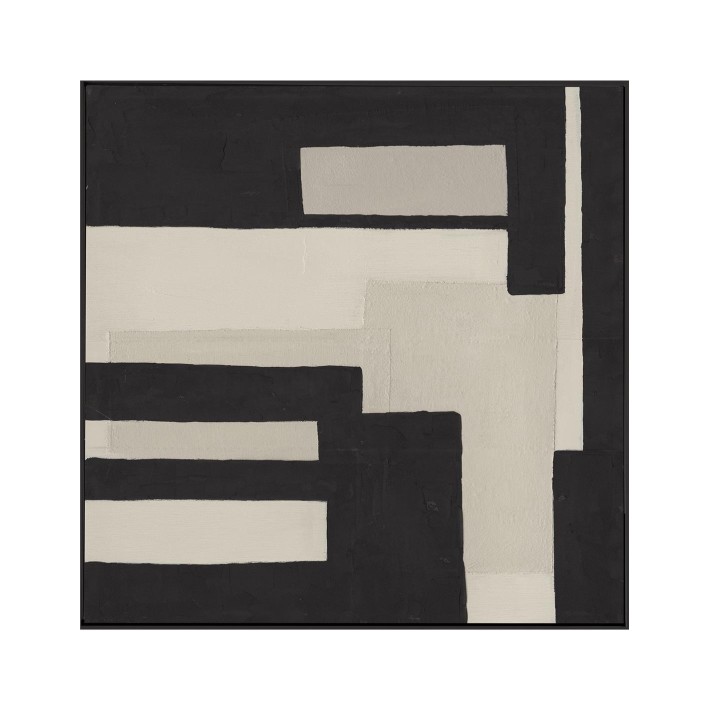 Πίνακας "hand relief paint" αφηρ.μαύρο/εκρού σε κάδρο 100x100 cm