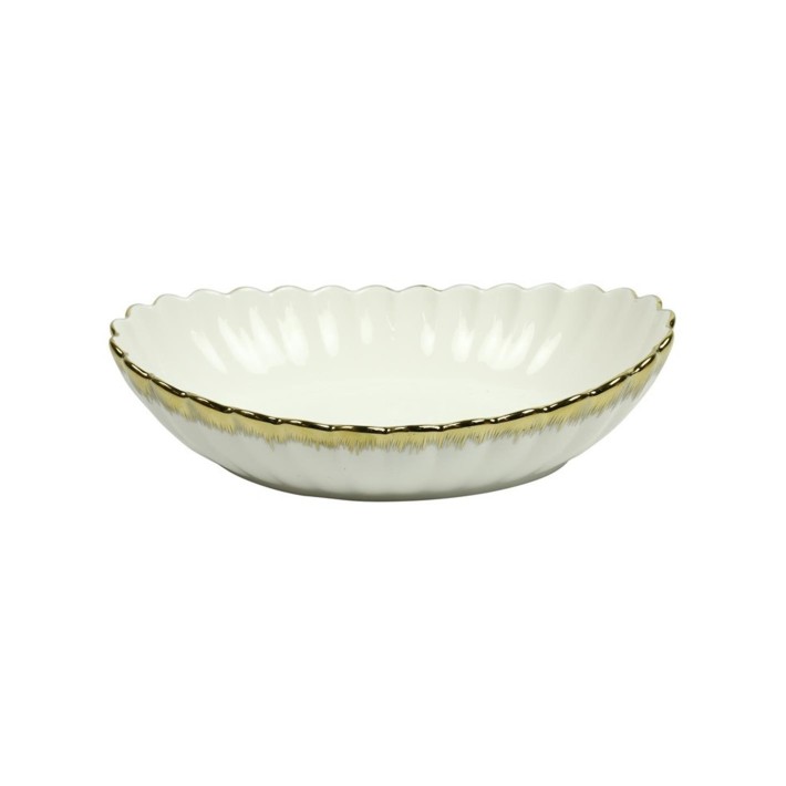 Πιατέλα σερβ.κεραμ.λευκή/χρυσή 23Χ16Η6cm