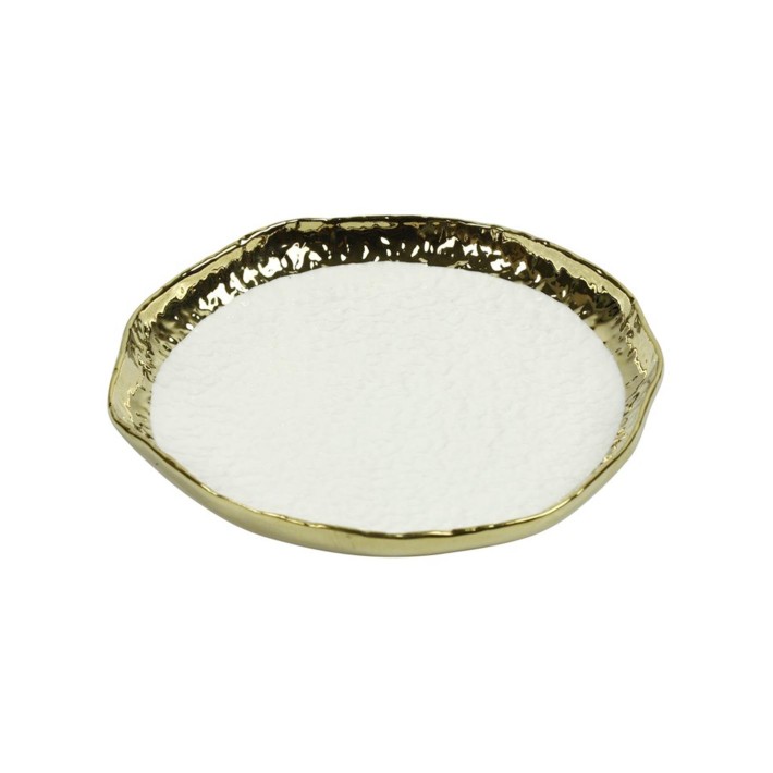 Πιατέλα κερ.χρυσή/λευκή Φ17,5 Η2,5cm