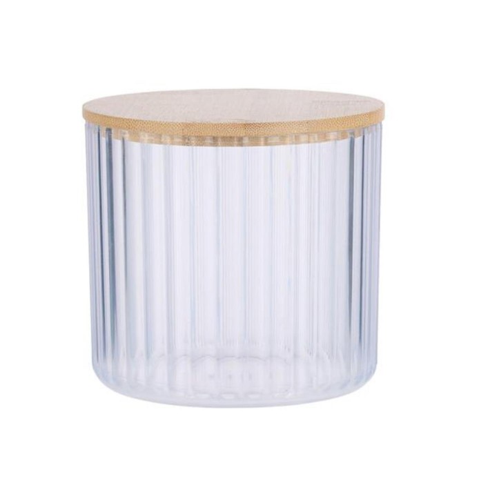 Κουτί για βαμβάκι με καπάκι bamboo Φ9,5 Η9,4cm