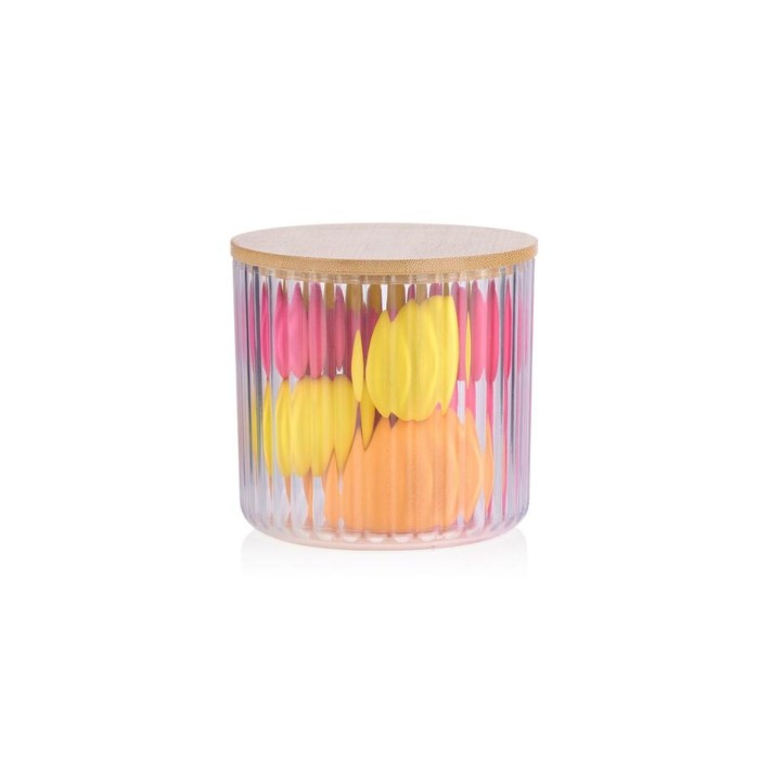 Κουτί για βαμβάκι με καπάκι bamboo Φ9,5 Η9,4cm