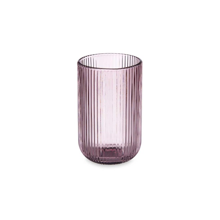 Ποτήρι νερού γυαλ.ροζ ριγωτό 430ml/7,9x12,8cm