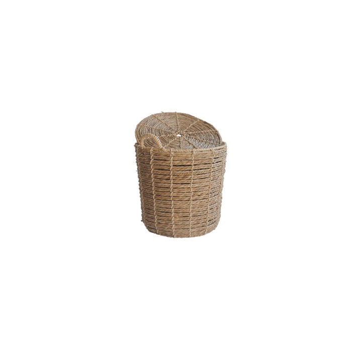 Καλάθι ψάθινο φυσικό με καπάκι  Φ41Χ40/47CM