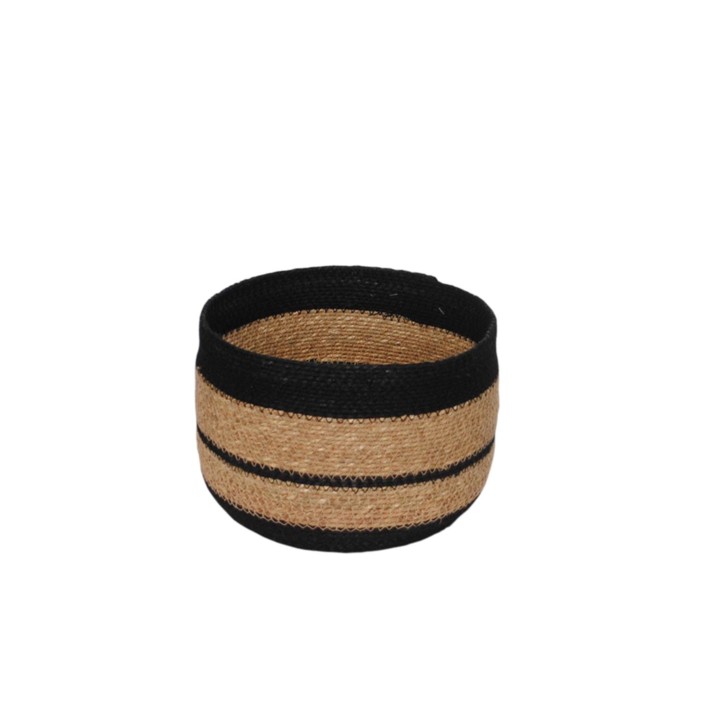 Καλάθι γιούτας χειροπ. φυσικό/μαύρο Φ25Η18cm