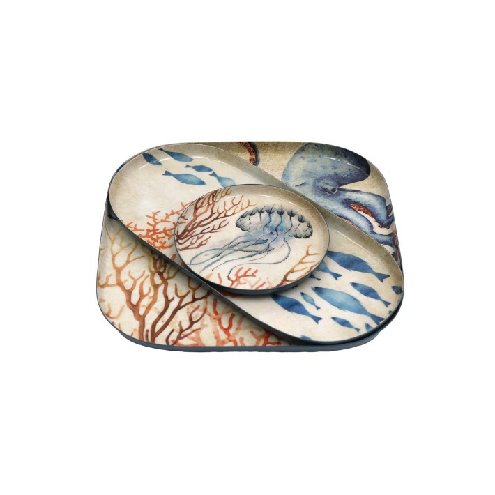 Πιατέλες μεταλλικές "OCEAN" set3pcs 21X21/21X10.5/11X11cm