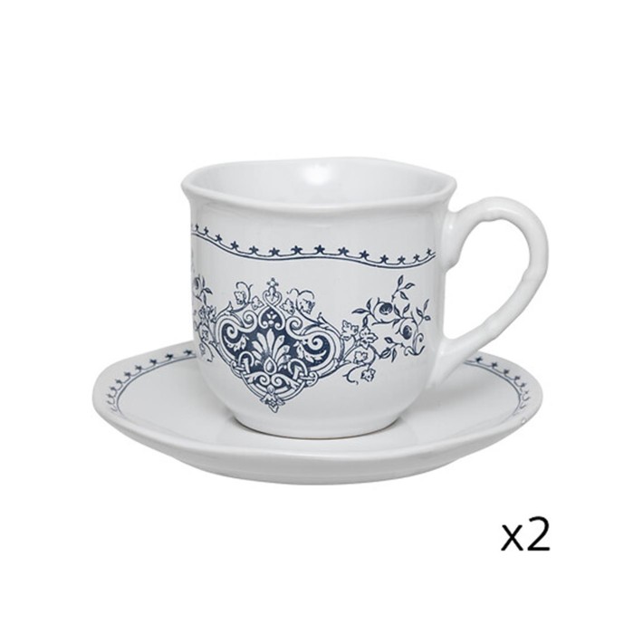 Φλιτζάνι με πιάτο/μπλε σχέδια σ/2 τεμ 18cl/10,5 x  6,6 x 7,5 cm