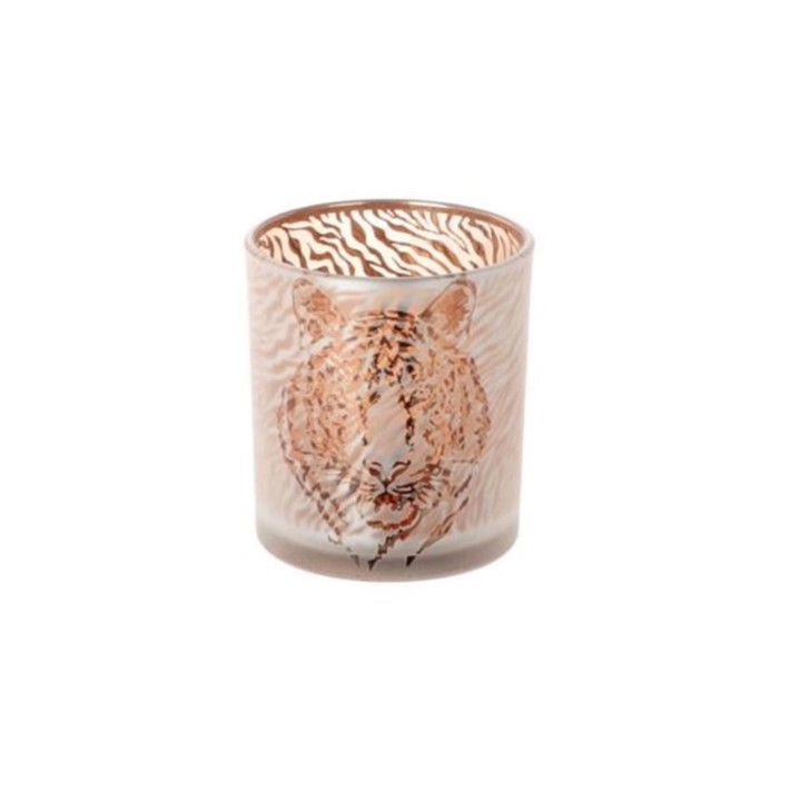 Κηροπήγιο γυάλινο Tiger print 7x7cm