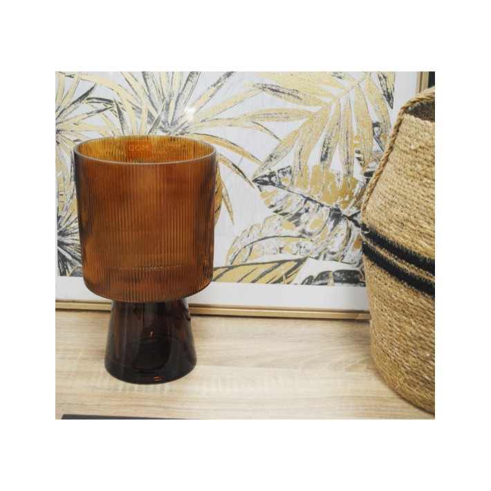 Βάζο γυαλ. μελί με πόδι Φ14,5Η25cm