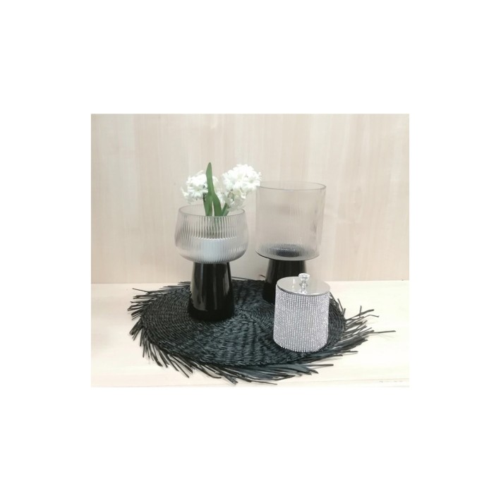 Βάζο γυαλ. Γκρι με πόδι Φ14,5Η25cm