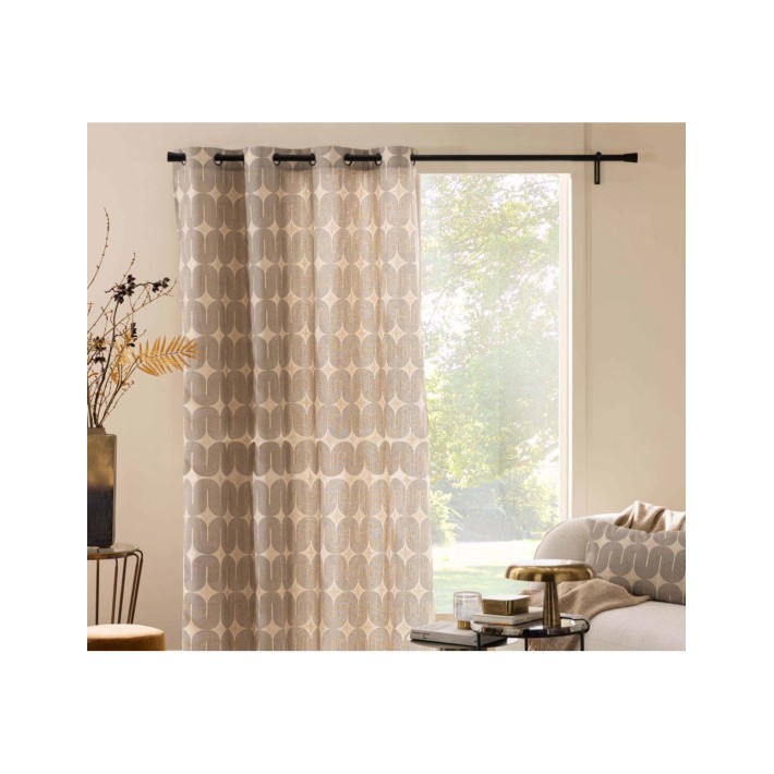 Κουρτίνα metallic printed polycotton μπεζ 140x240cm