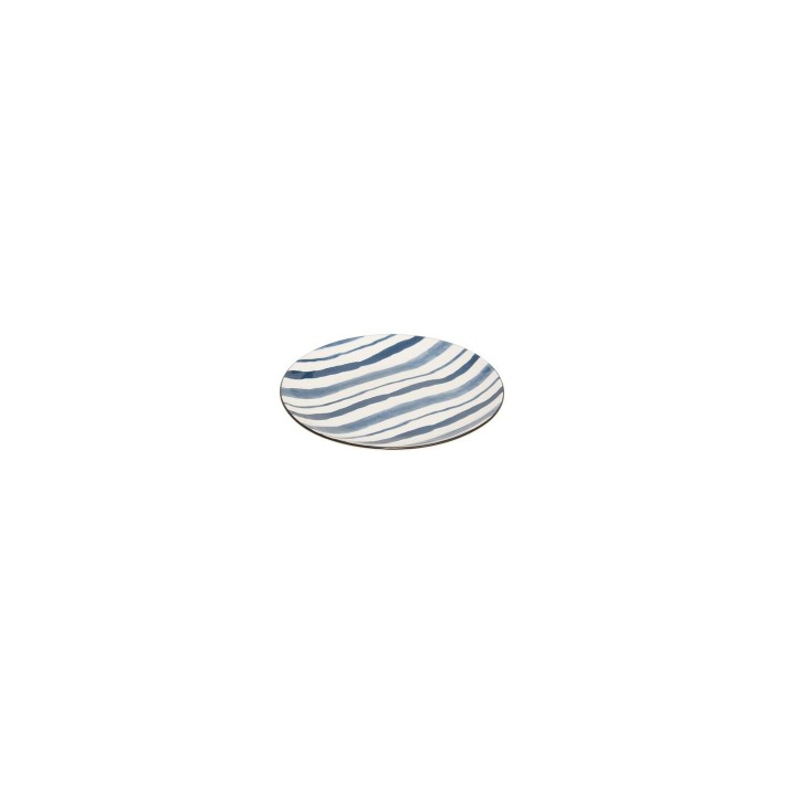 Πιάτο πορσελάνη μπλε ρίγες Φ19,5Η2cm