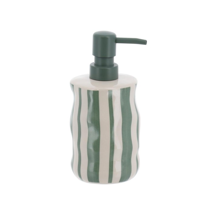 Dispenser stoneware "GREEN STRIPES" 350ml/8,1x18,5cm